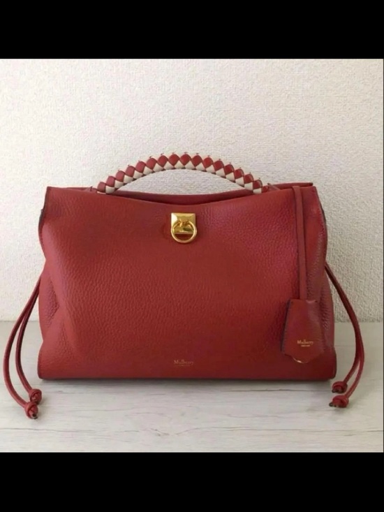 Mulberry Handbags - Mulberry Red Leather Satchel with Woven Top Handle